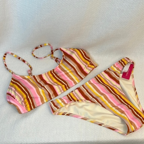 Xhilaration Vertical Stripes Bikini Set Scoop‎ Neck Bralette Cheeky Bottom XL - Picture 3 of 16